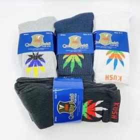 Quality Kush Socks - Size 9-11 - 3 Pair Per Pack - Assorted Colors - Price Per Pack