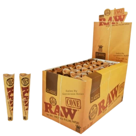 Raw Classic And Organic Hemp Unrefined Pre Rolled Cone King Size - 3 Cones Per Pack - 32 Packs Per Box