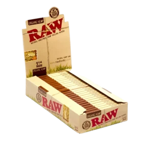 Raw Unrefined Organic Hemp 1 1/4 Size Rolling Papers - 24 Per Box