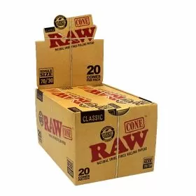 Raw Classic Cones 70mm-30mm - 20 Cones Per Pack - 12 Packs Per Display