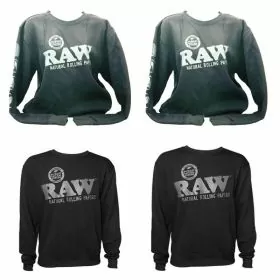 Raw - Black Crewneck - Sweatshirt With Zipper Pocket