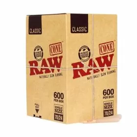 Raw - Classic Bulk Cones - 70mm or 24mm - Single Size - 600 Pieces Per Box