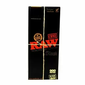 Raw Cone - Natural Unrefined Rolling Papers - Black - 1 1/4 - 900 Cones Per Box