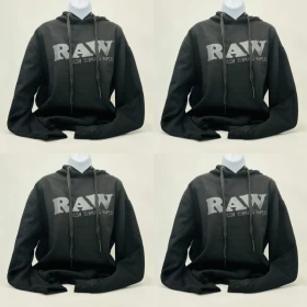 Raw - Hoodie Black 100 Percent Cotton With Black Logo 