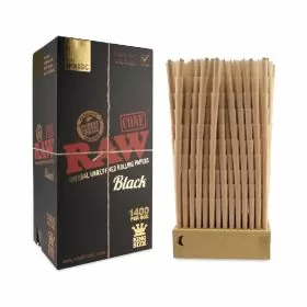Raw - Cones Black Natural Unrefined Rolling Papers - 1400 Cones Per Box