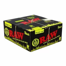 Raw Organic Black Hemp Rolls - King Size Wide Slim - 12 Rolls Per Box