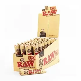 Raw Organic Cone Pre Roll 1.25 - 6 Counts Per Pack - 32 Packs Per Box