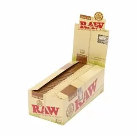 Raw - Organic Hemp Papers - 1 1by2 - 33 Leaves Per Pack - 25 Packs Per Box