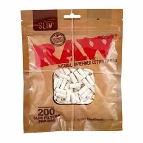 Raw Slim Cotton Filters Plugs - 200 Counts Per Bag