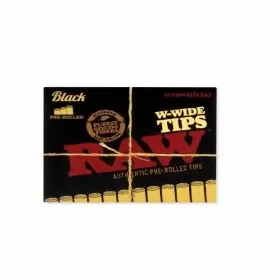 Raw Black - Pre Rolled Wide Tips - 18 Piece Per Pack - 20 Piece Per Box