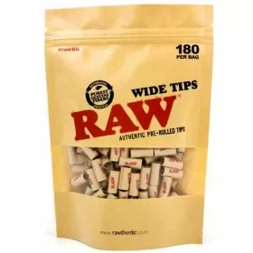 Raw Wide Tips Pre-Rolled - 180 Tips Per Pack