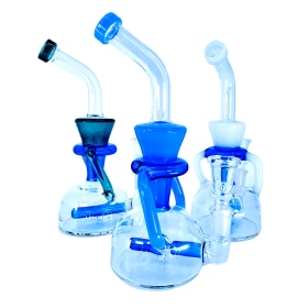 Recycler Bent Neck Waterpipe With Inline Perc - 7 Inch - Wpag74