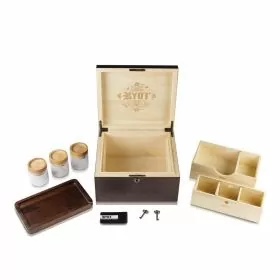 RYOT - Lock-R Box - 11 X 10 Inches - With Rolling Tray And 3 Storage Jars