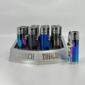 Scorch Torch Turbo Straight Up Shooter Torch With Cigar Punch - 12 Counts Per Box - Assorted