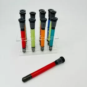 Sense Glass - Downstem - 5.5 Inches X 6 Inches - Colored Tube With Dicro Base - 19mm - Assorted Colors - 12 Counts Per Display