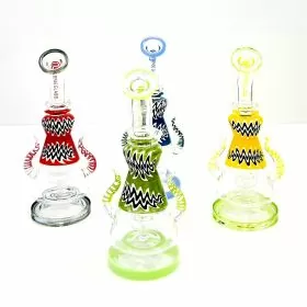 Sense Glass Wigwag Waterpipe With Showerhead & Double Horns Perc - 10 Inch - WPSC2809