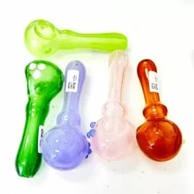 Spoon Handpipe With Triple Marbles - 4 Inch - Glow In The Dark - Assorted Colors - Price Per Piece - HPSO2