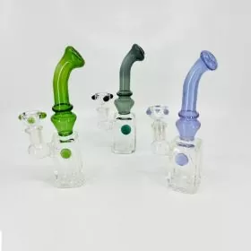 Square Heavy With Assorted Color Neck Waterpipe - 6 Inch - Price Per Piece