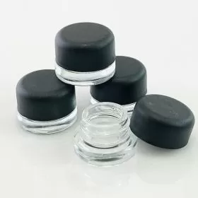 Glass Jar Clear Cube - Matte Black Top - Child Proof - 5ml - 12 Jars Per Pack
