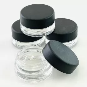 Glass Jar Regular - 7ml - Clear Top Black - 12 Count Per Pack