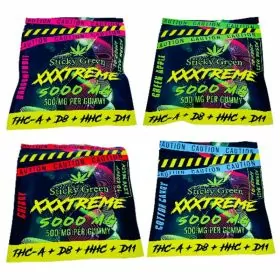 Sticky Green - Xxxtreme - Live Resin - Delta 8 - Delta 11 - THC-A - HHC - 5000 Mg Gummies - 10 Counts Per Pack