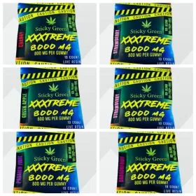 Sticky Green - Xxxtreme Knock Out Blend Live Resin - Delta 8 - THC-P - HHC - Gummies - 8000mg - 10 Counts Per Pack