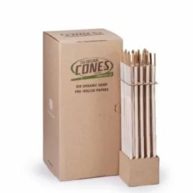 The Original Cones - Bio Organic Hemp Pre-rolled Papers - 900 Pieces Per 4 Canister - 98mmx26mm - Small De Luxe 1 1/4 Size