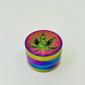 Tobacco Grinder - 50mm - 4 Parts - Leaf Rainbow (70120)