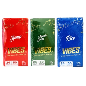 Vibes Papers With Filter Tips 1.25 (1 1/4) - 50 Papers Per Pack - 24 Pack Per Box
