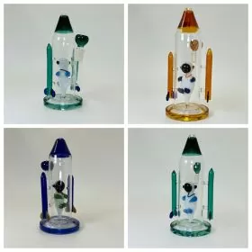 Waterpipe - 9 Inches - With Double Rocket and Astronaut Perc