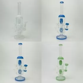 Waterpipe - Recycler With Double Hive Showerhead Perc - 13 Inches - (RH-174)