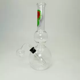 Waterpipe - 7.5 Inches - Clear Beaker - Middle Oval With Oil Burner and Decal 