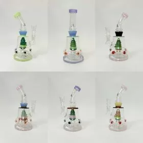 Waterpipe 7 Inch - Helios Glass - Bent Neck With Hive Perc