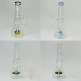 6.5-Inches Waterpipe Beaker with Colored Mouthpiece and Shower Head Perc