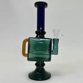 9 Inch Square Waterpipe - With Percolator Inline Perc 