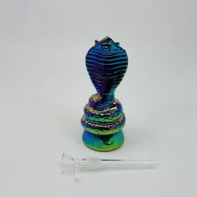 Electroplated Cobra-Snake With Downstem Waterpipe - 6 Inches