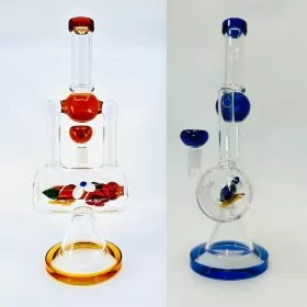 Waterpipe With Inline And Flowers Perc - 11.5 Inch - WPAG118