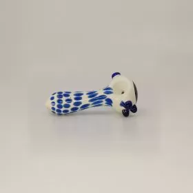 White Handpipe with Color Dots And Honeycomb Head - 4 Inch - HPSI38