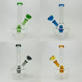 Wide Base Waterpipe With Color Showerhead Perc - 8 Inches - (RH-209)
