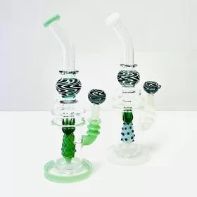 WPAG77 - 12 Inch Waterpipe - Bent Neck With Pineapple Showerhead Perc