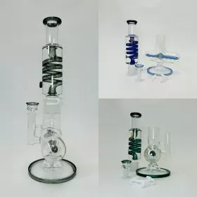 Sense Glass - Waterpipe 14 Inches - Coil Glycerin Cylinder With Inline Perc