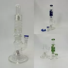 WPSC2422 - Sense Glass 14 Inch Waterpipe - Coil Glycerin With Bell Base and Matrix Perc