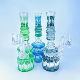 Helios Raked Glass Waterpipe With Banger - 8 Inch - WPTG130