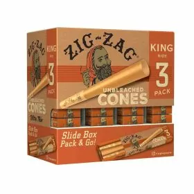 Zig Zag Unbleached Cones King Size - 3 Counts Per Pack - Slider Box Display