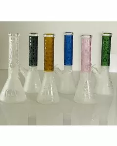 WATERPIPE - 14" INCH - FROSTED MERRY XMAS GLASS - COLORED TUBE 