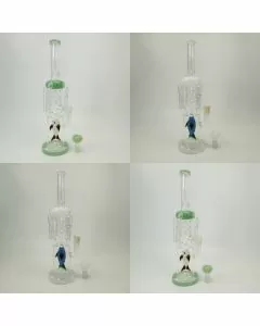 15 Inches - Waterpipe Recycler Straight With Animal Perc - RH-181