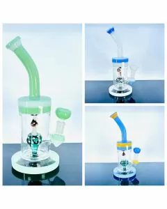 2 Tone Neck Bent Waterpipe With Mushrooms Perc - 10 Inch - WPAG113