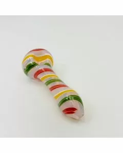 4 Inches Handpipe - Spoon Striped - Mix-colors