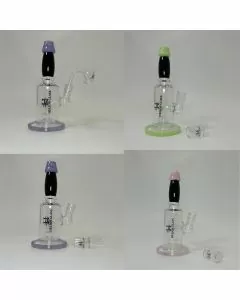 7.5-inch Helios Glass Waterpipe - Color Tube With Matrix Perc, and Banger (WPNA 791)