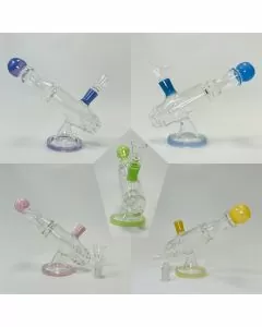  Microscope Waterpipe with Color Rim and Round Mouthpiece - 7 Inch - WPTG89